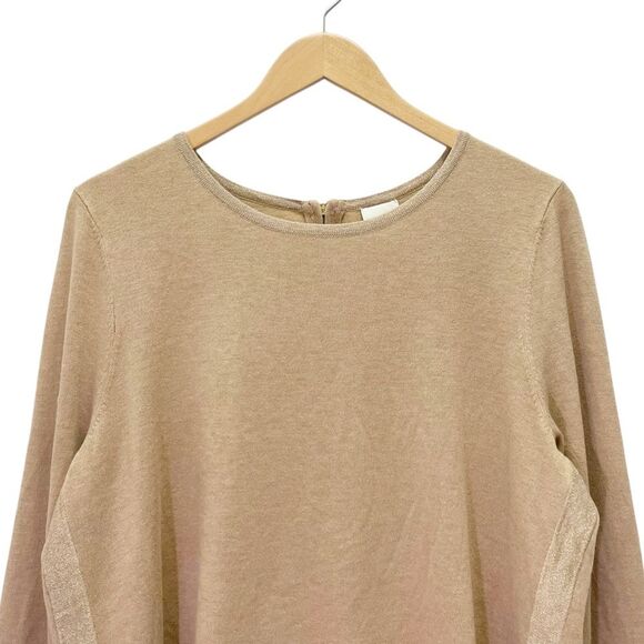 NWT Chico’s Shine-Trim Mindy Pullover in Heather Arabian Camel Size 2 | Large - Picture 5 of 14